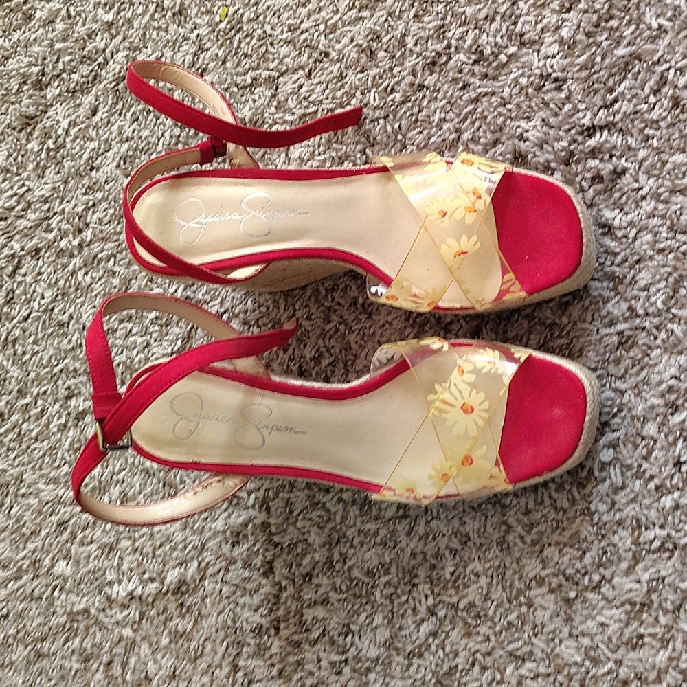 Jessica Simpson Red and Yellow Sandals